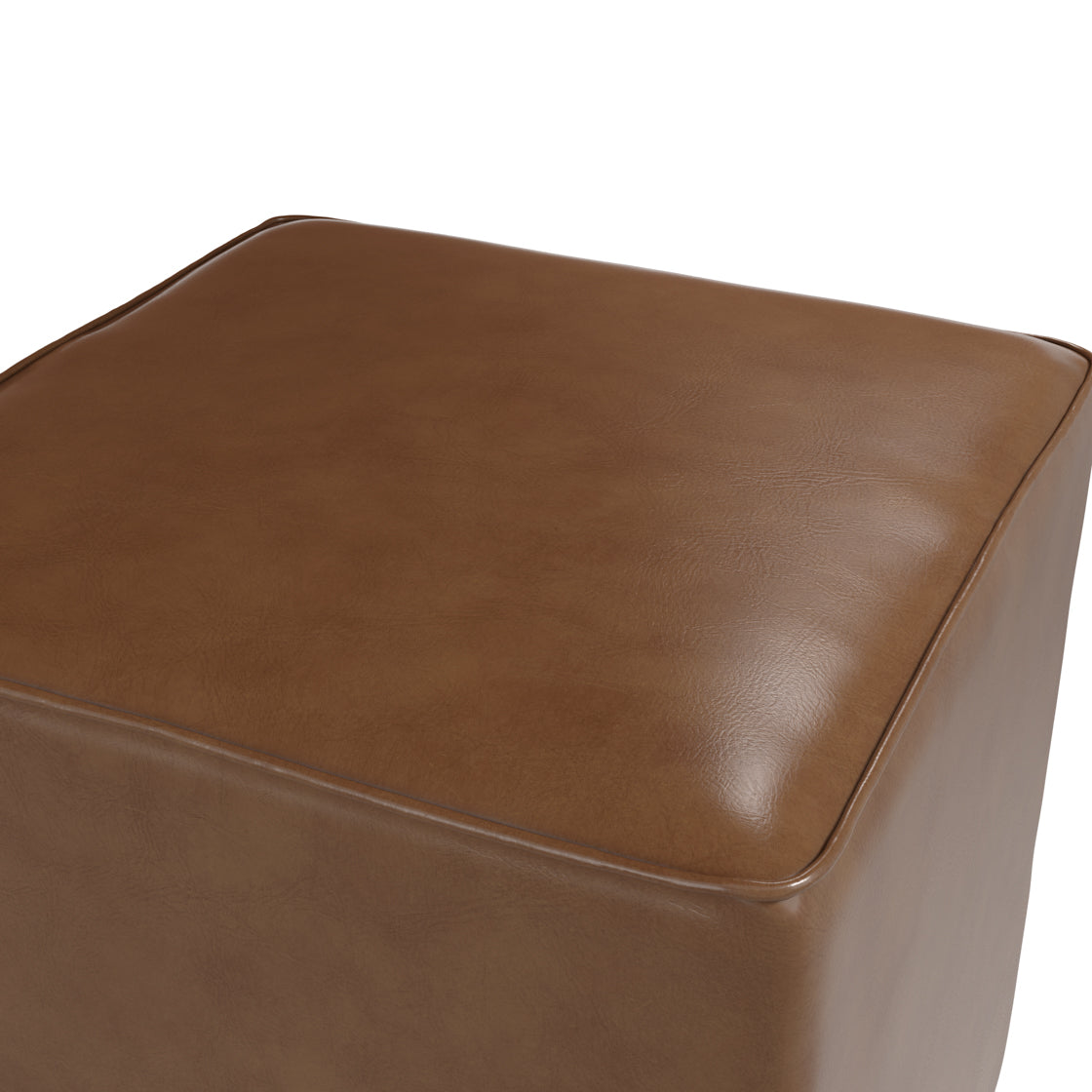 Bronx Tan Brown Faux Leather Cube Side Table